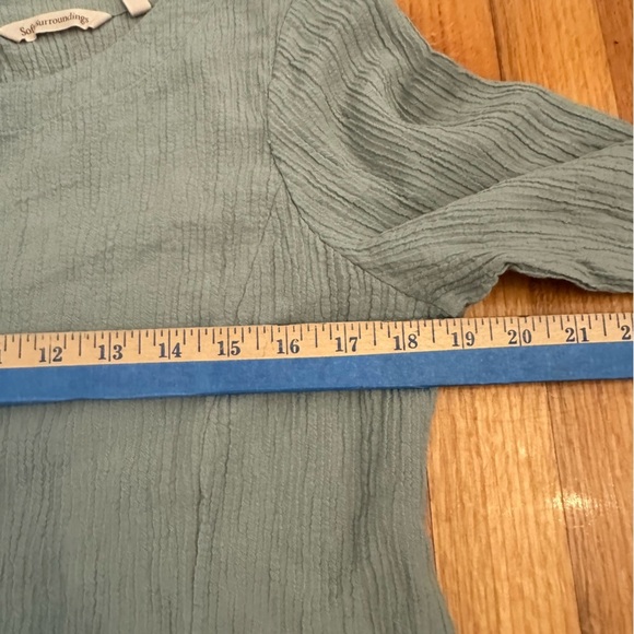 Soft Surroundings Tunic Top Womens M Gray Ramie Wrinkles 3/4 Sleeve (j6 - Picture 7 of 9